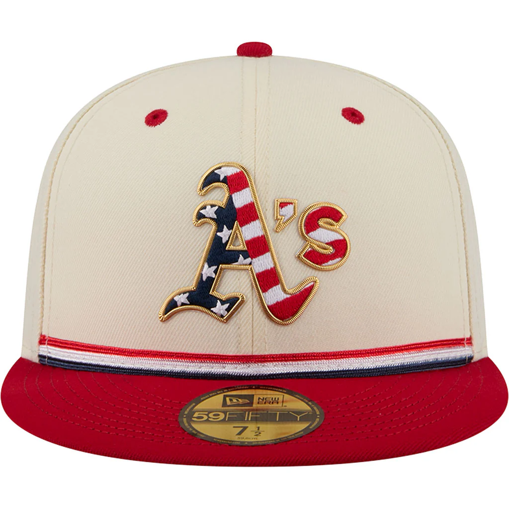 MLB Athletics New Era 2026 4th of July 59FIFTY Fitted Hat - Cream - Image 3