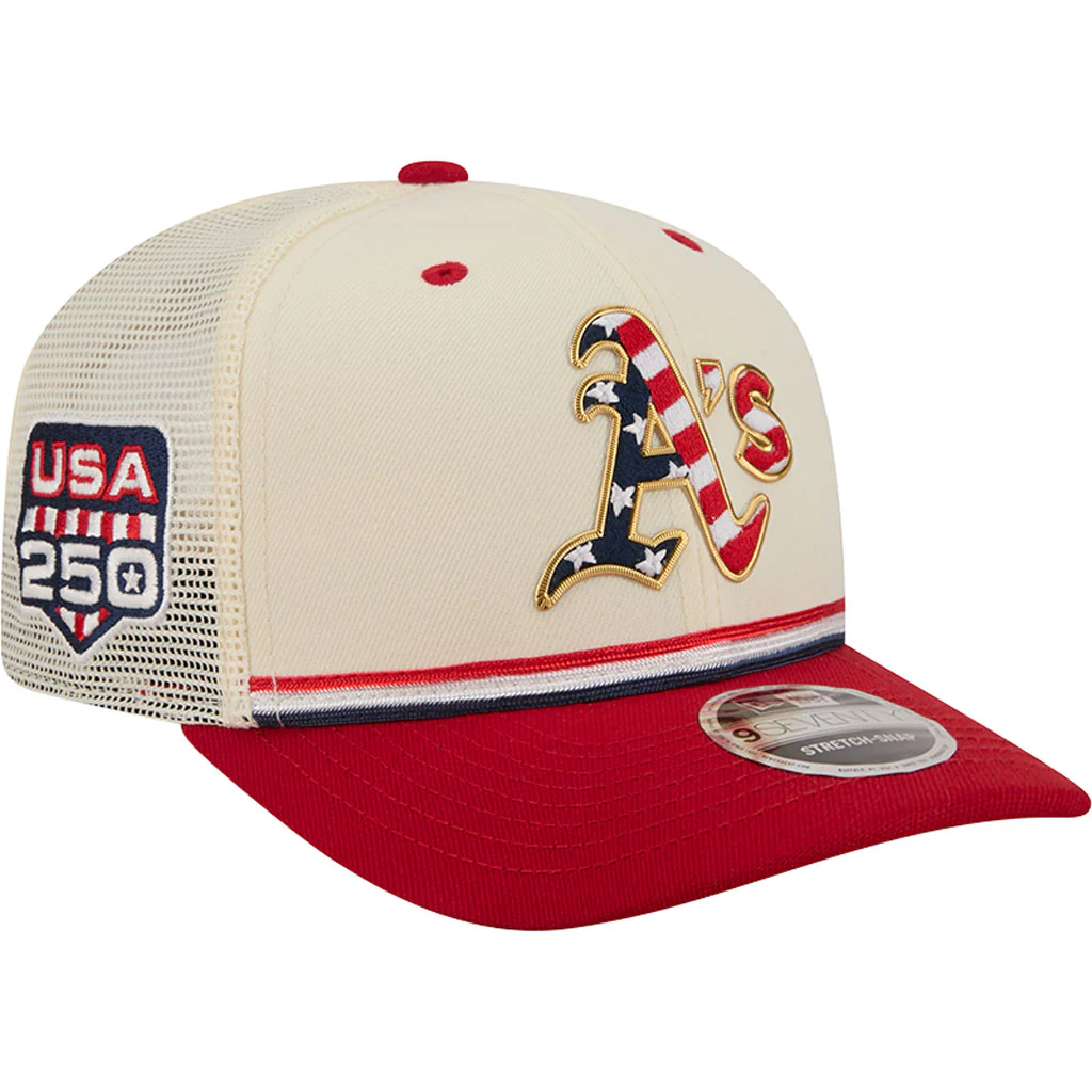 MLB Athletics New Era 2026 4th of July 9SEVENTY Stretch Snapback Hat - Cream - Image 2