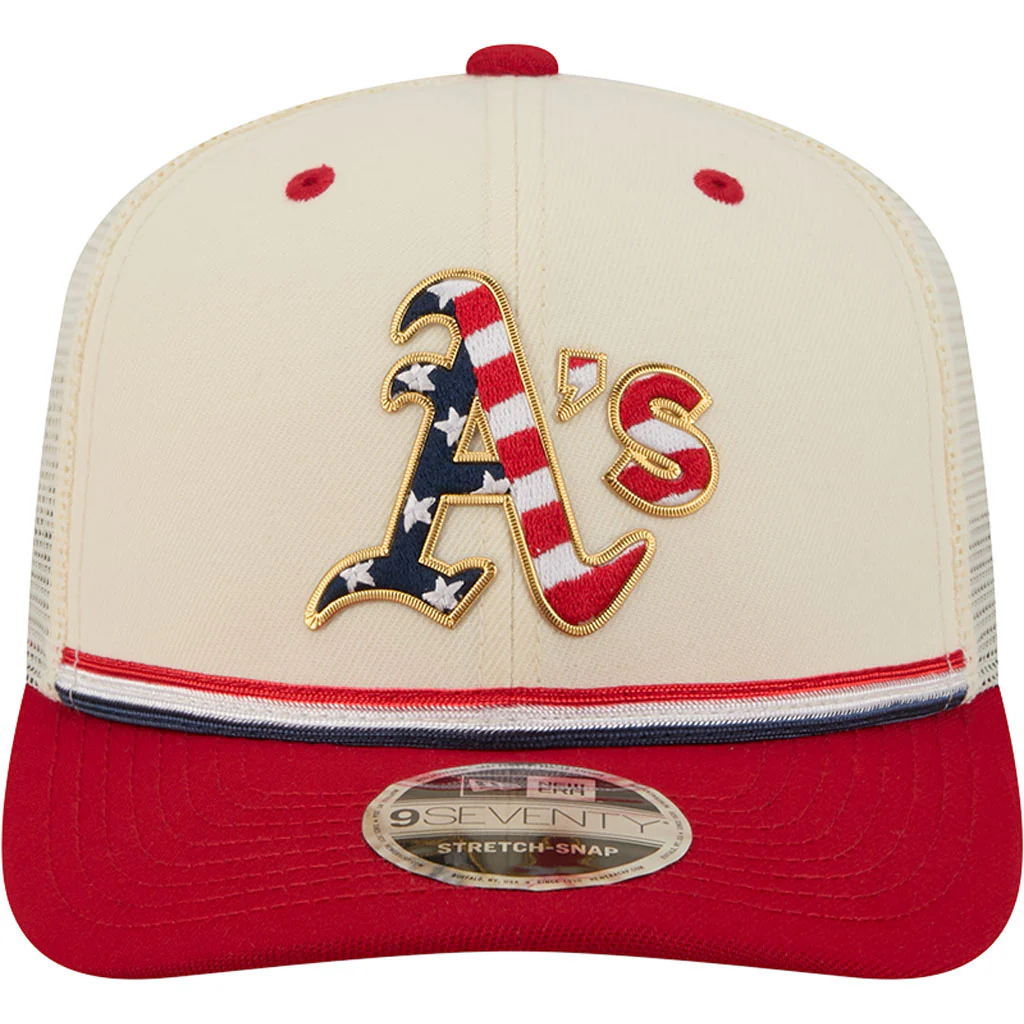 MLB Athletics New Era 2026 4th of July 9SEVENTY Stretch Snapback Hat - Cream - Image 3