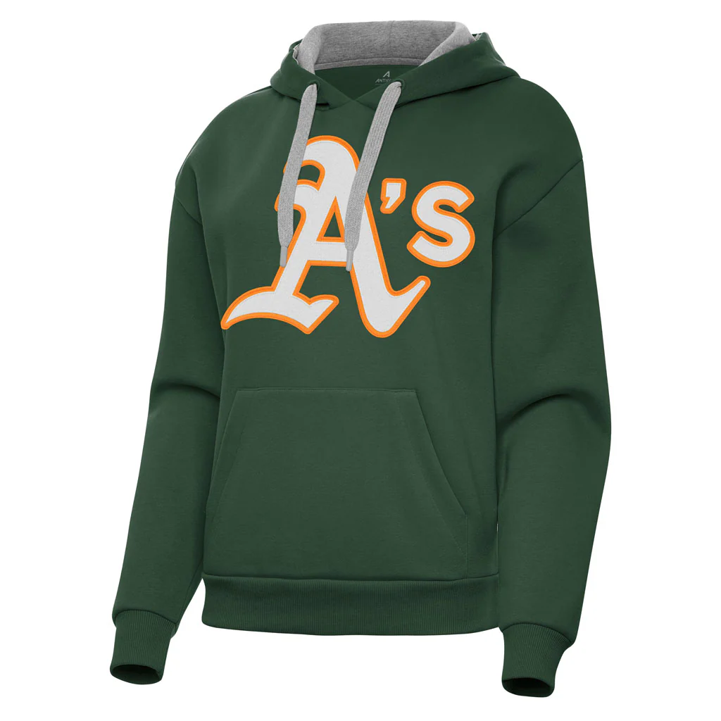 MLB Athletics Women's Antigua Full Front Victory Pullover Hoodie - Green