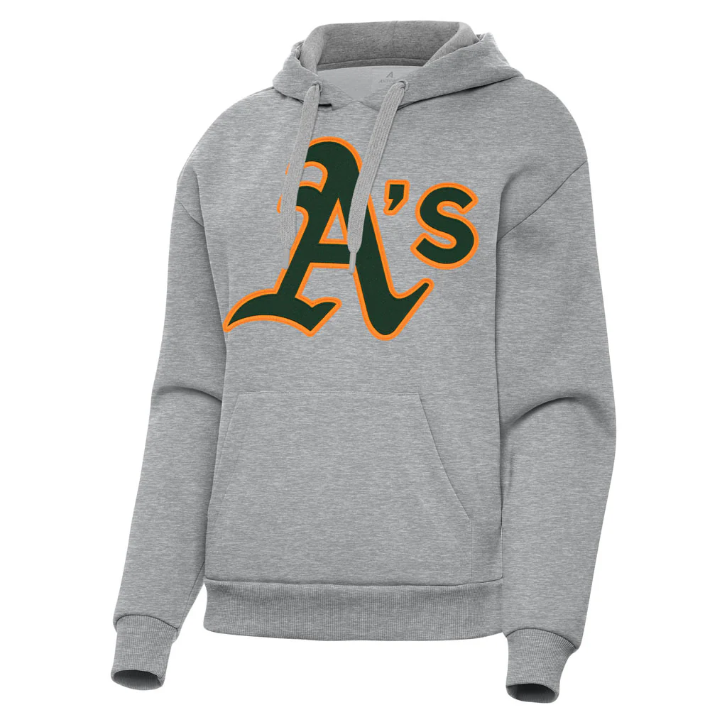 MLB Athletics Women's Antigua Full Front Victory Pullover Hoodie - Heather gray