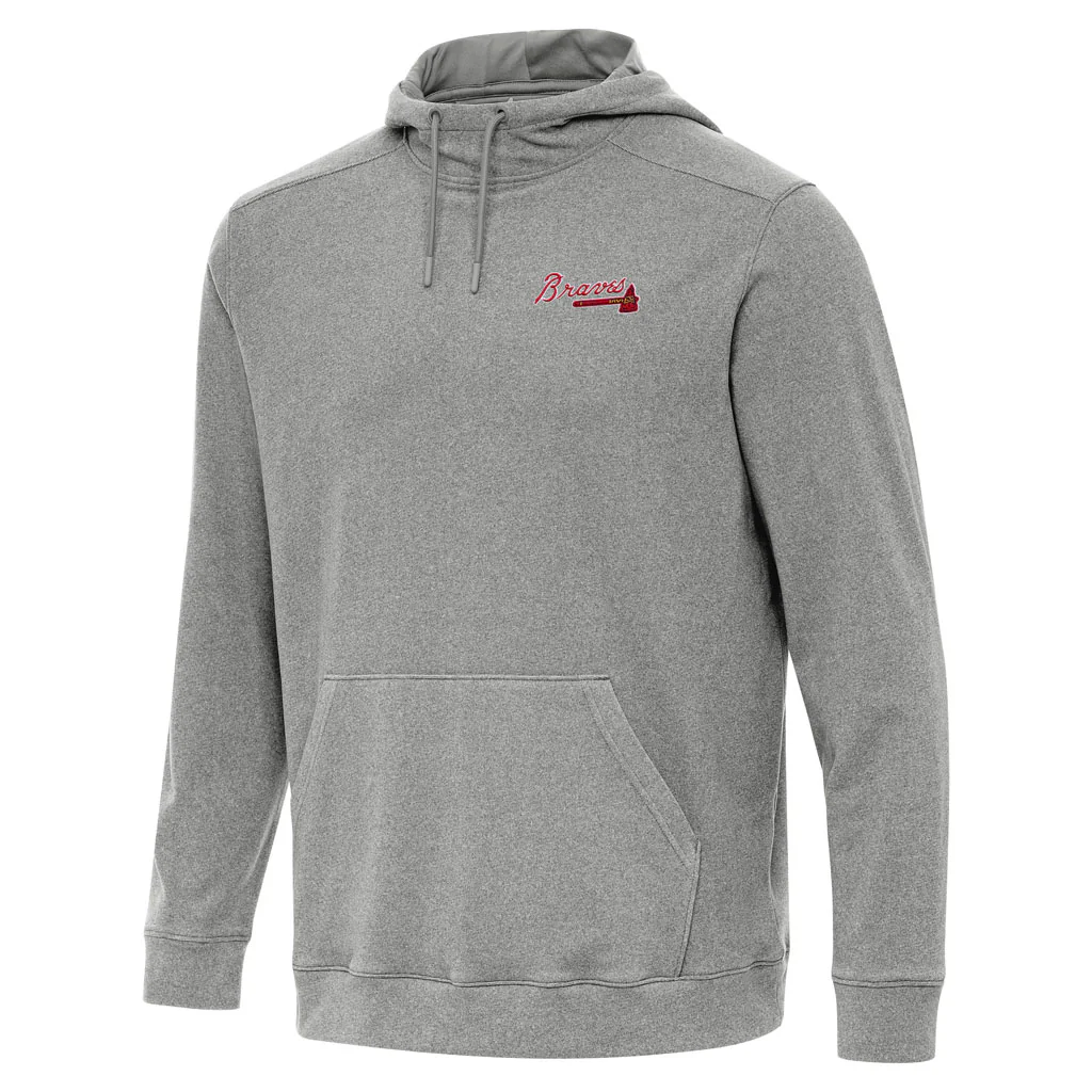 MLB Atlanta Braves Antigua Cloud Pullover Hoodie - Heather black