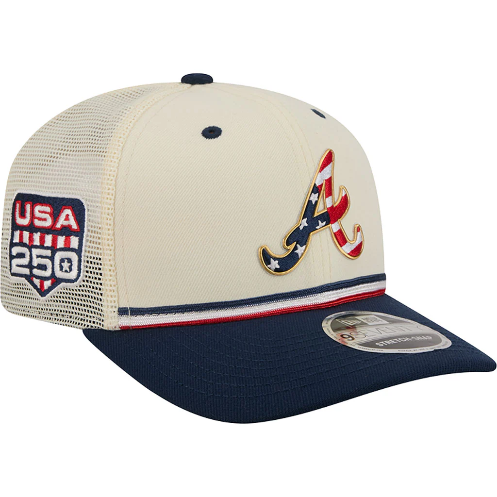 MLB Atlanta Braves New Era 2026 4th of July 9SEVENTY Stretch Snapback Hat - Cream - Image 2