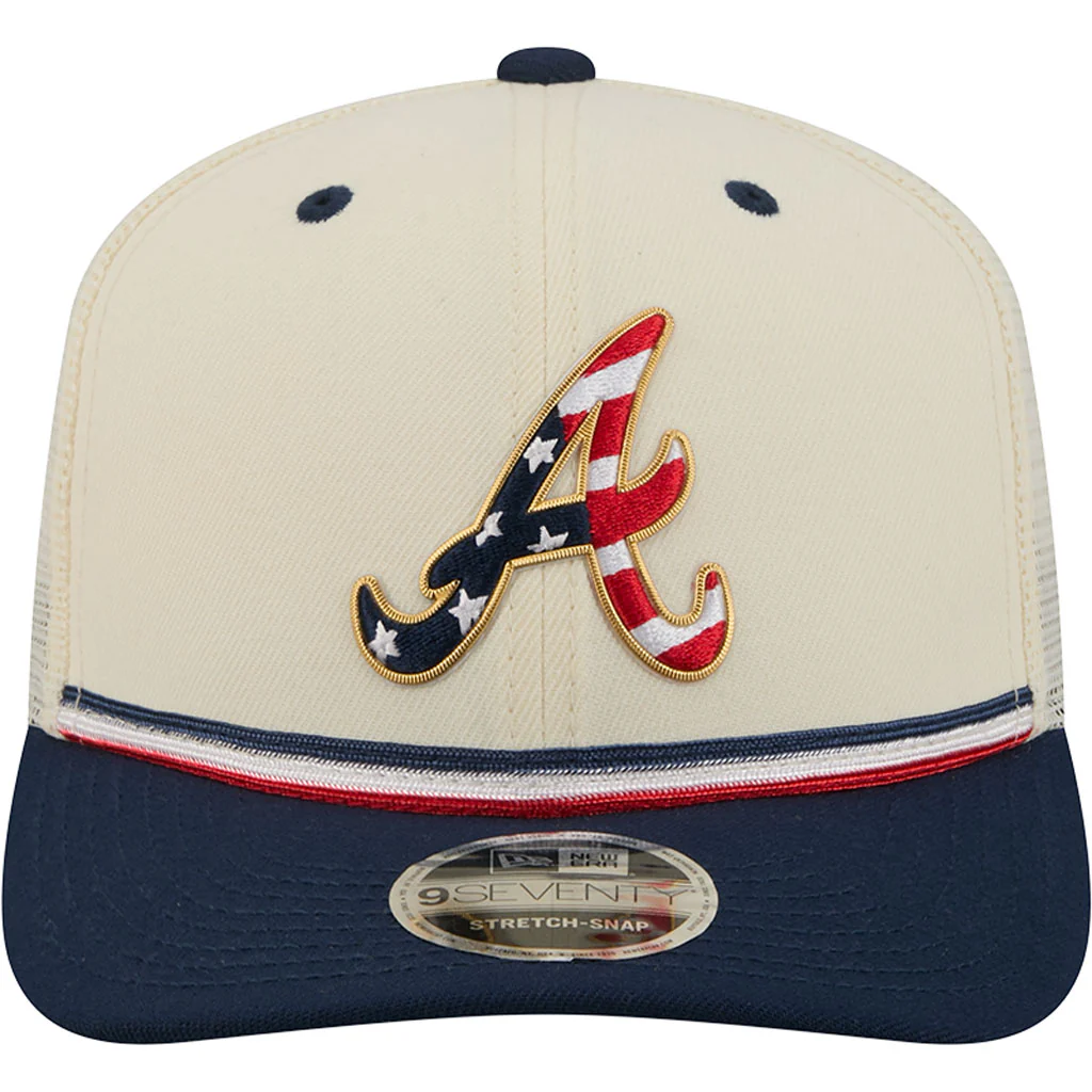 MLB Atlanta Braves New Era 2026 4th of July 9SEVENTY Stretch Snapback Hat - Cream - Image 3