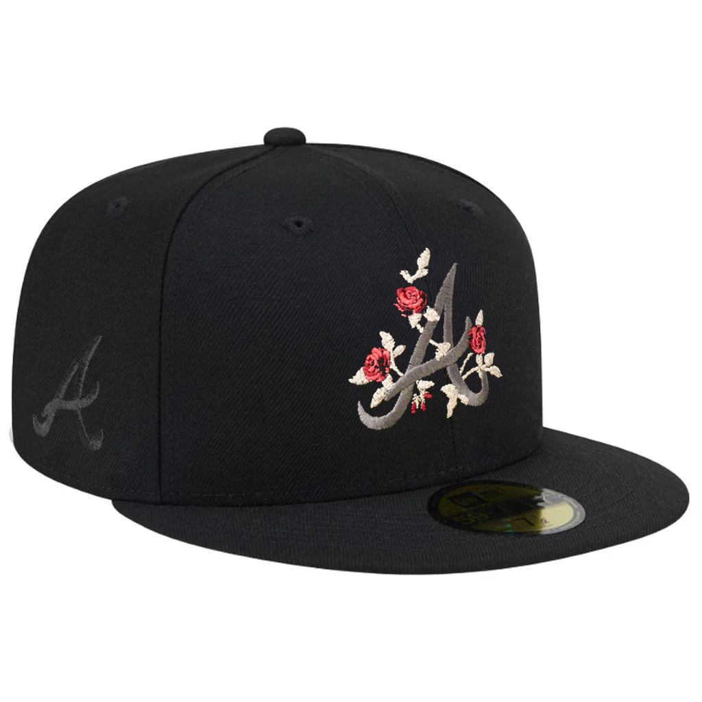 MLB Atlanta Braves New Era Black Roses 59FIFTY Fitted Hat - Black - Image 2