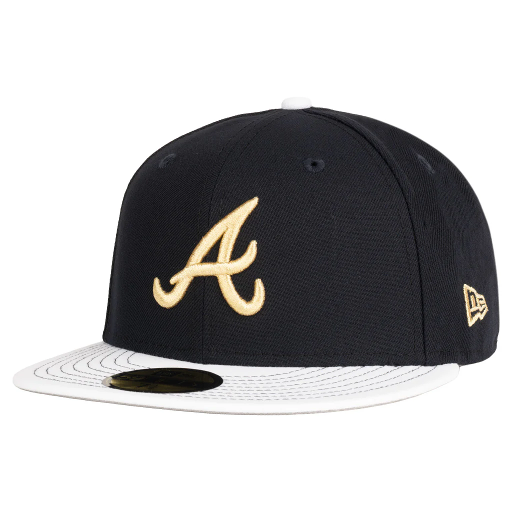 MLB Atlanta Braves New Era Gold Medal 59FIFTY Fitted Hat - Navy - Image 2