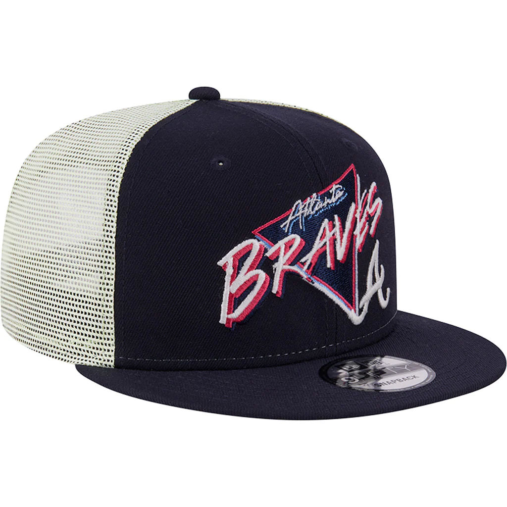MLB Atlanta Braves New Era Neon Trucker 9FIFTY Snapback Hat - Navy - Image 2