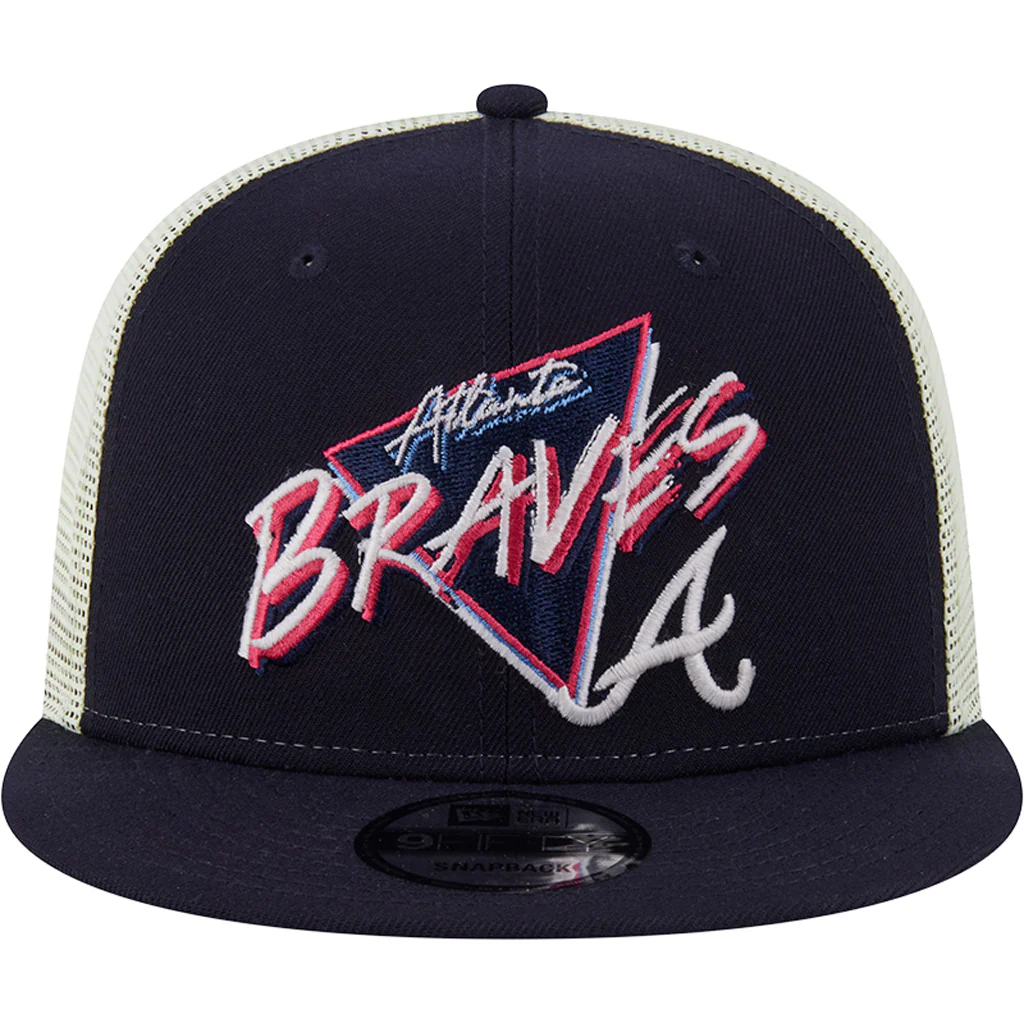 MLB Atlanta Braves New Era Neon Trucker 9FIFTY Snapback Hat - Navy - Image 3