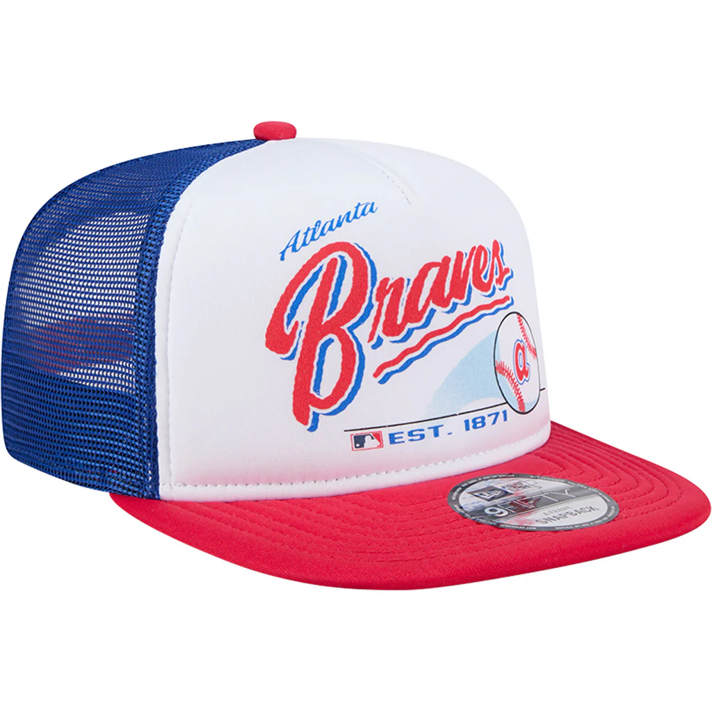 MLB Atlanta Braves New Era Retro Script 9FIFTY A-Frame Snapback Hat - White - Image 2