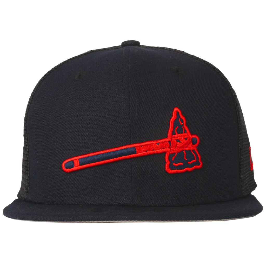 MLB Atlanta Braves New Era Shadowline 9FIFTY Snapback Trucker Hat - Navy - Image 2