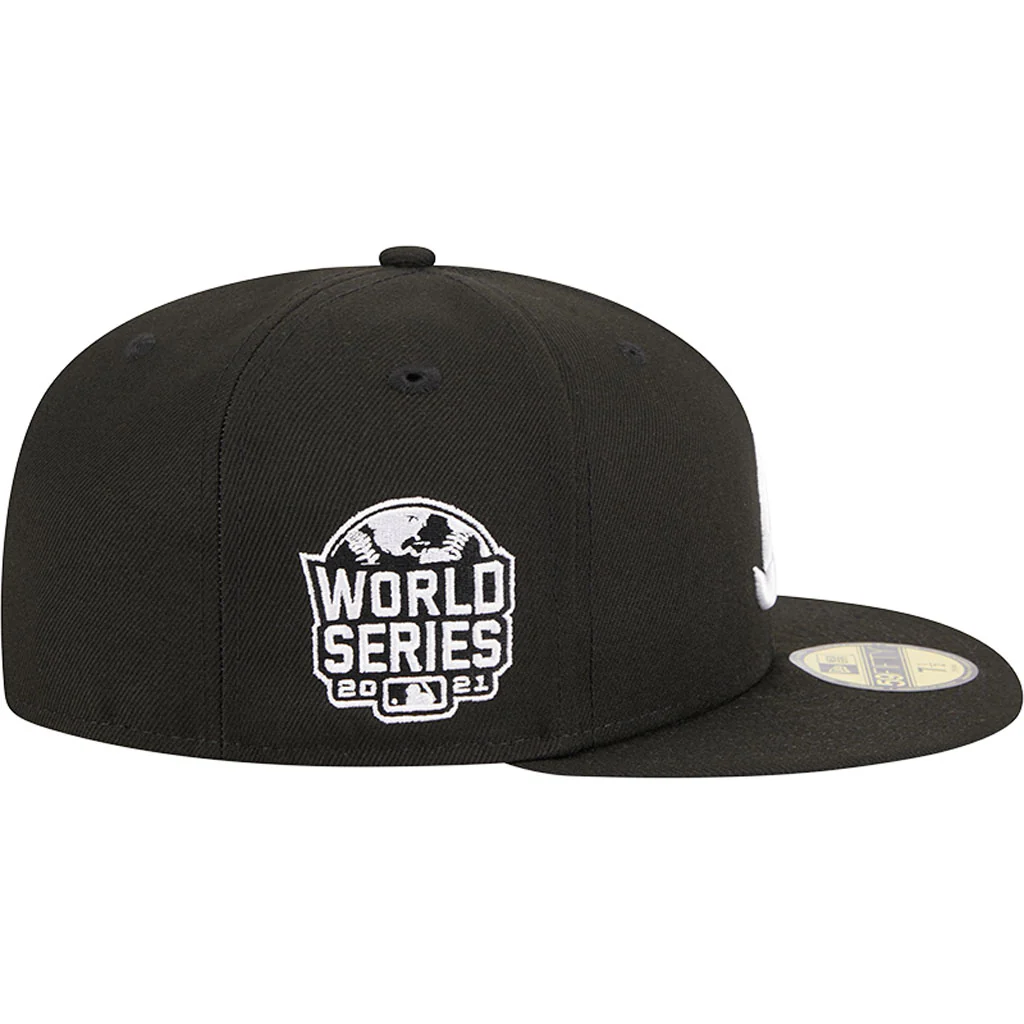 MLB Atlanta Braves New Era Side Patch Black & White 59FIFTY Fitted Hat - Black - Image 5