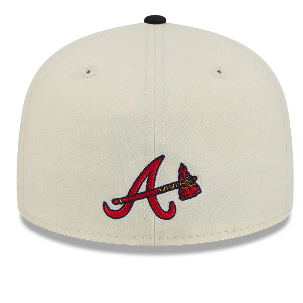 MLB Atlanta Braves New Era Two-Tone Stitch 59FIFTY Fitted Hat - Cream - Image 6