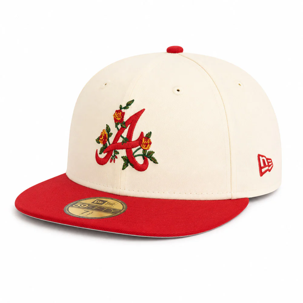 MLB Atlanta Braves New Era Two-Tone Summer Flower 59FIFTY Fitted Hat - Cream - Image 2