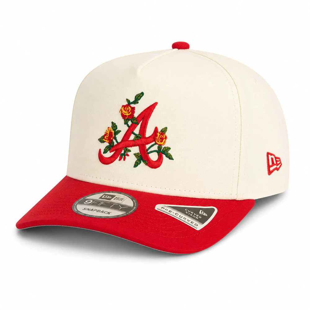 MLB Atlanta Braves New Era Two-Tone Summer Flower 9FIFTY A-Frame Snapback Hat - Cream - Image 2