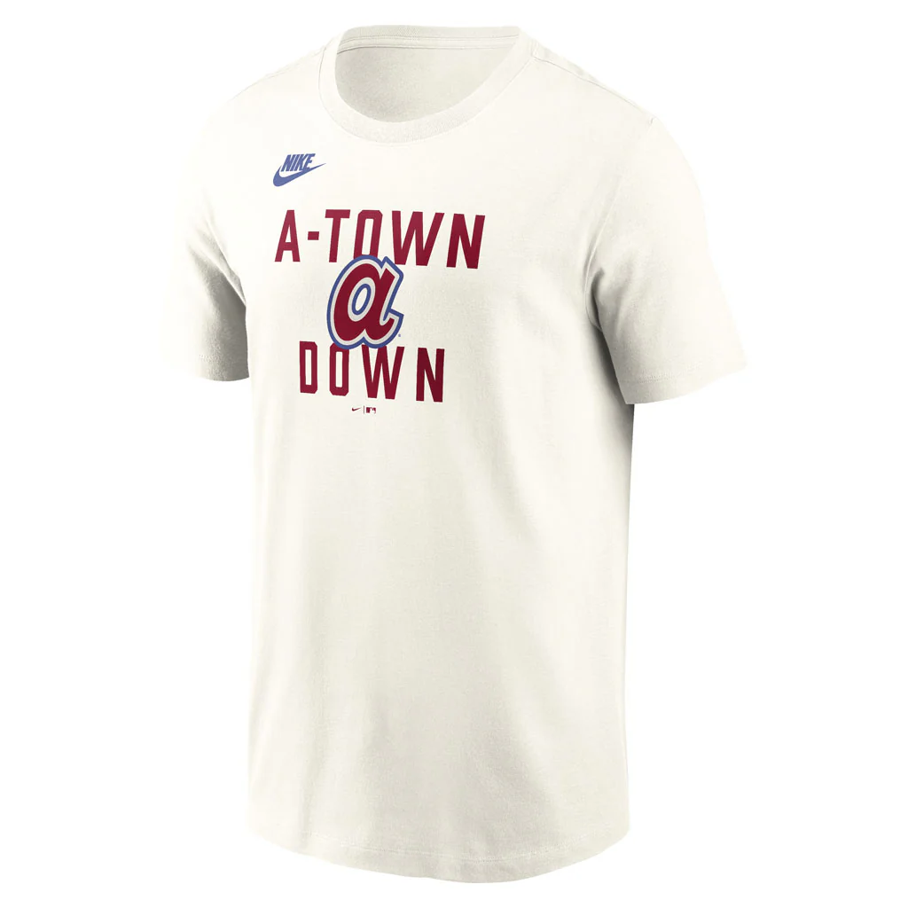 MLB Atlanta Braves Nike Coop 70's Cotton T-Shirt - Cream - Image 2