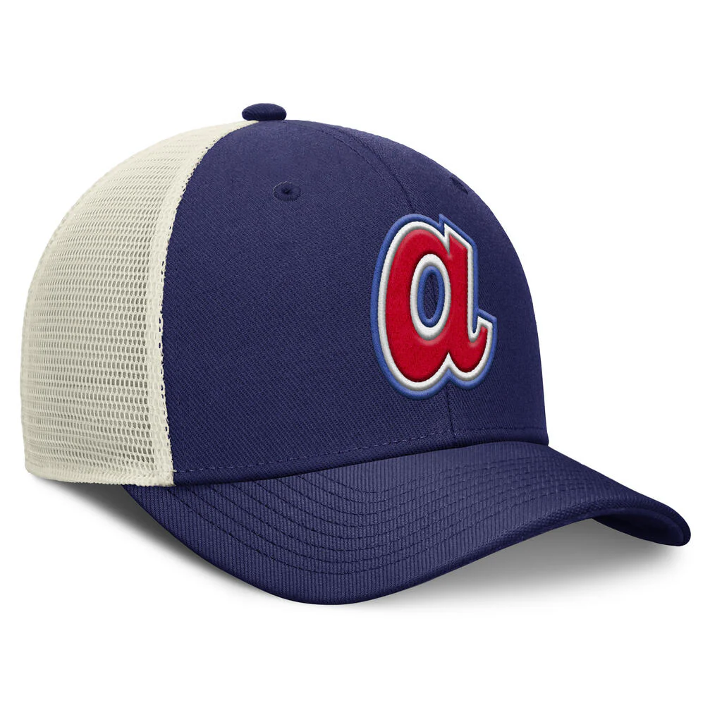 MLB Atlanta Braves Nike Cooperstown Trucker Snapback Hat - Blue - Image 3