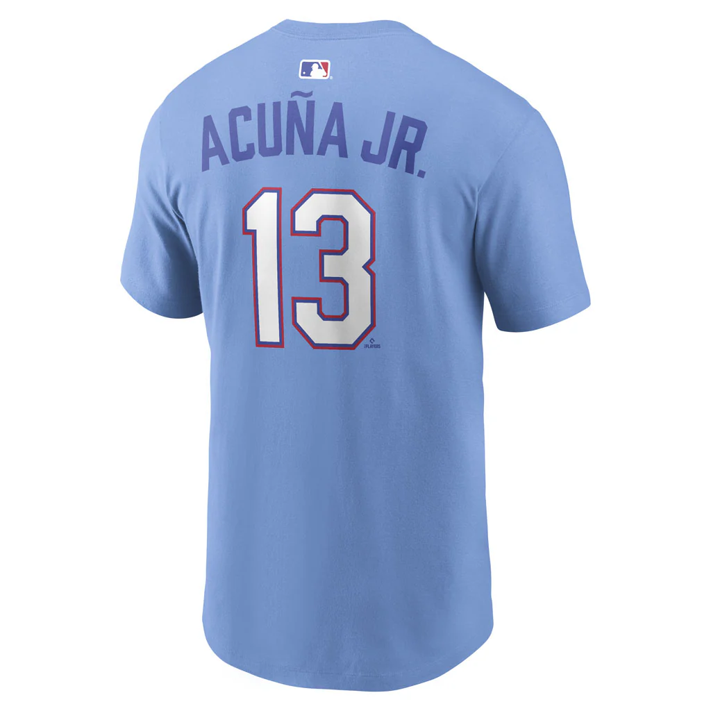 MLB Atlanta Braves Ronald Acuña Jr. Nike City Connect Name & Number T-Shirt - Light blue - Image 3