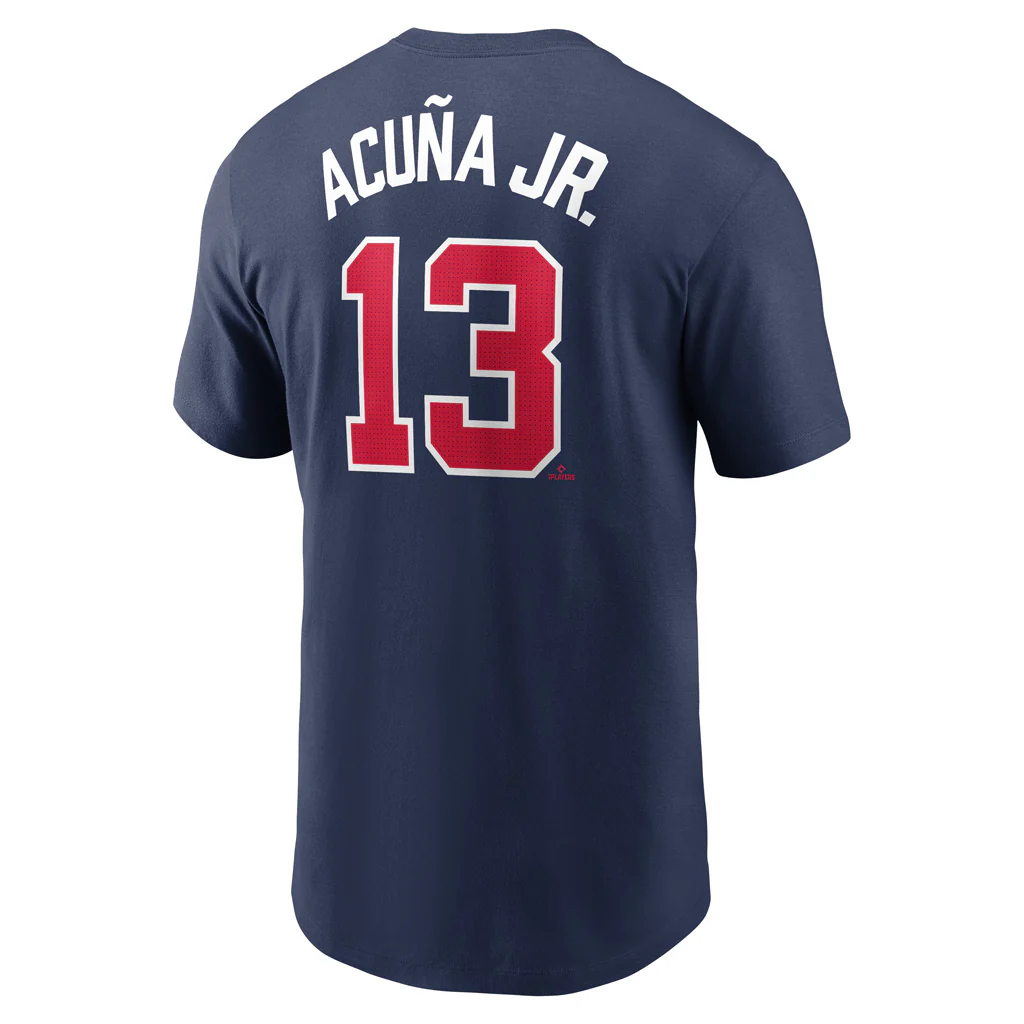 MLB Atlanta Braves Ronald Acuna Jr. Nike FUSE Name & Number T-Shirt - Navy - Image 3