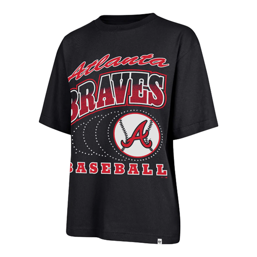 MLB Atlanta Braves Women's '47 Shimmer Shot Foundation T-Shirt - Navy