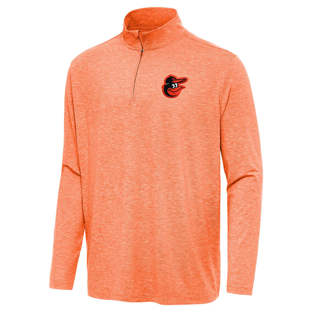 MLB Baltimore Orioles Antigua Hunk 1/4 Zip Pullover Jacket - Orange