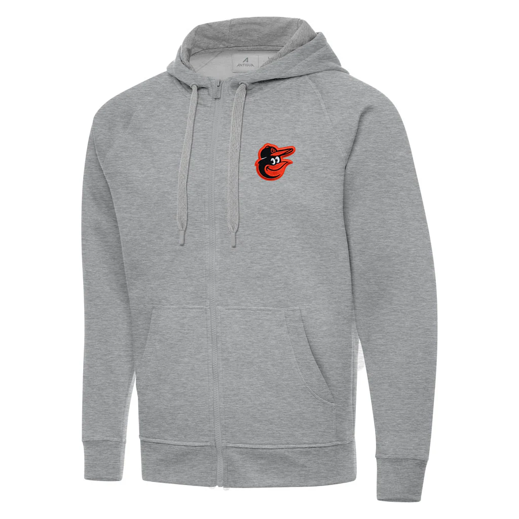 MLB Baltimore Orioles Antigua Victory Full Zip Hoodie - Heather gray