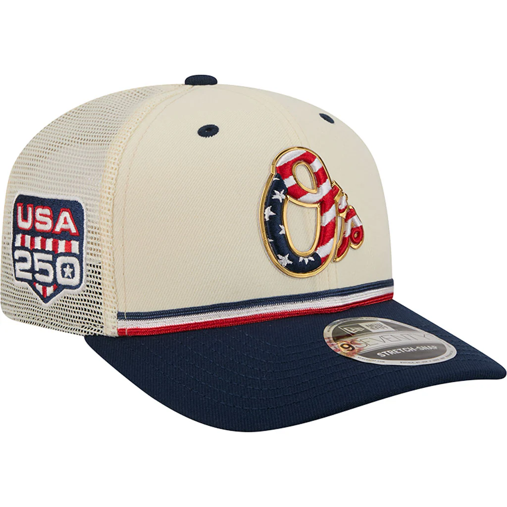 MLB Baltimore Orioles New Era 2026 4th of July 9SEVENTY Stretch Snapback Hat - Cream - Image 2