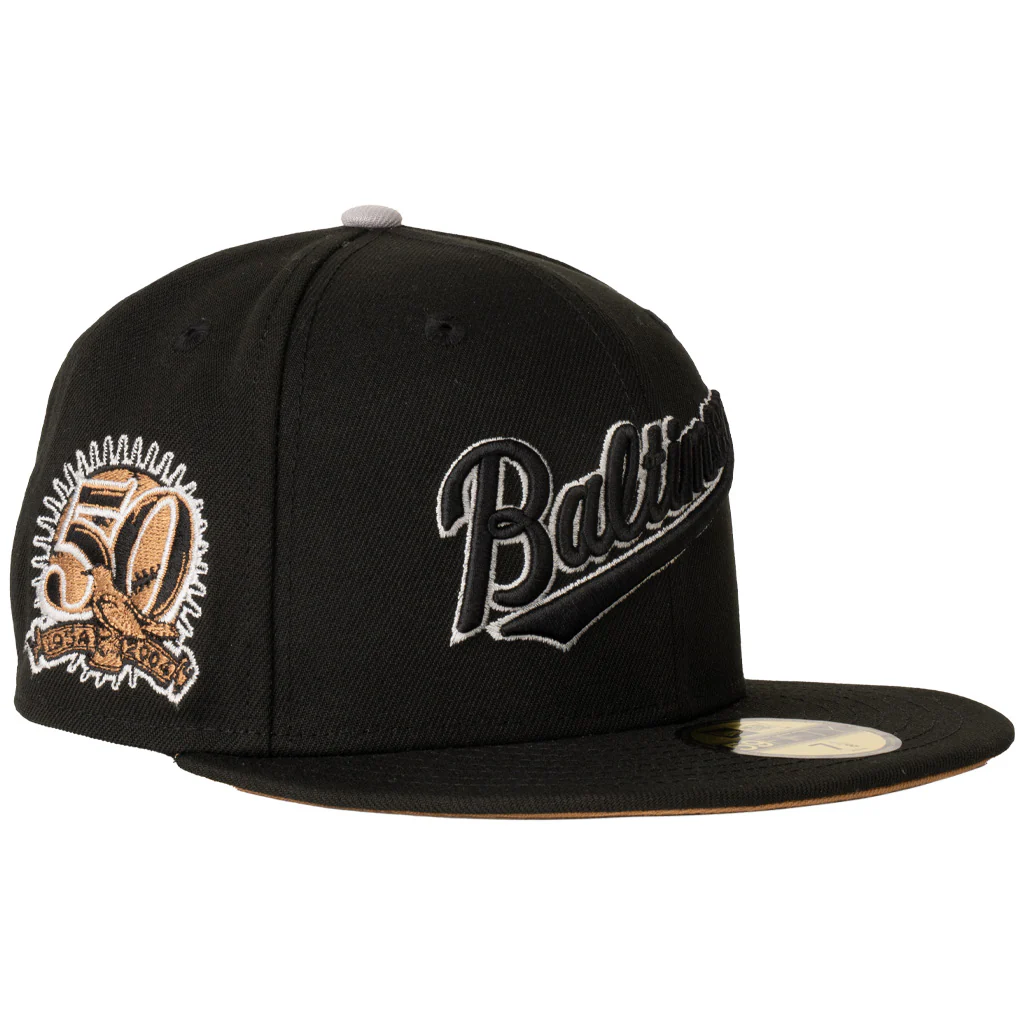 MLB Baltimore Orioles New Era Gray Outline Logo 59FIFTY Fitted Hat - Black