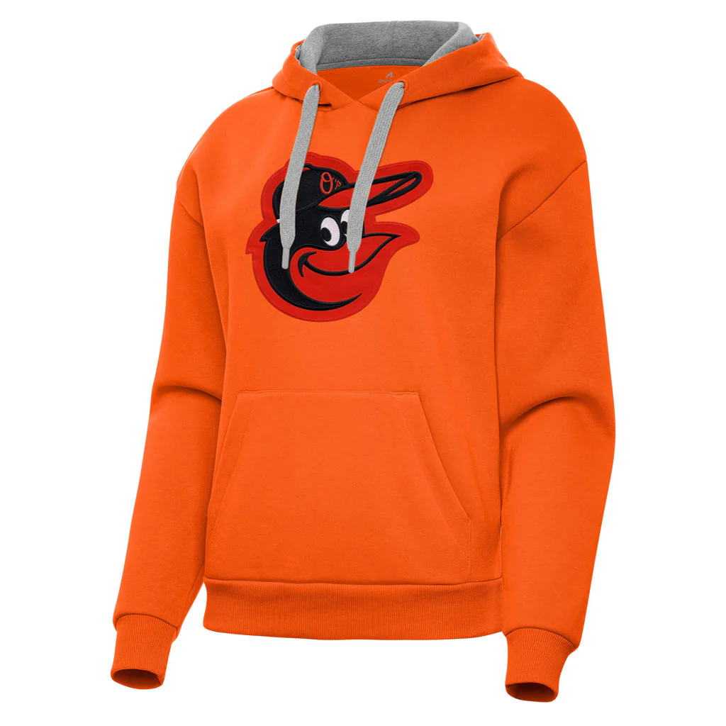MLB Baltimore Orioles Women's Antigua Full Front Victory Pullover Hoodie - Orange