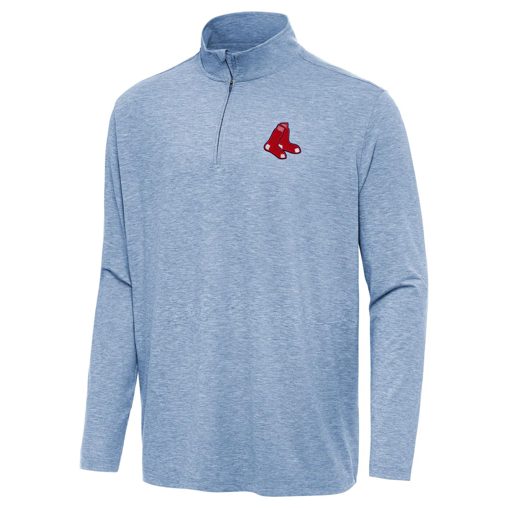 MLB Boston Red Sox Antigua Hunk 1/4 Zip Pullover Jacket - Light blue