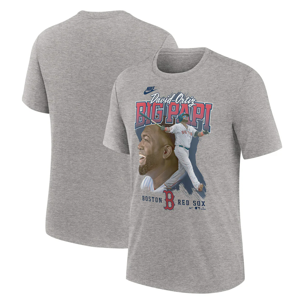 MLB Boston Red Sox David Ortiz Nike Cooperstown Local Tri-Blend T-Shirt - Gray