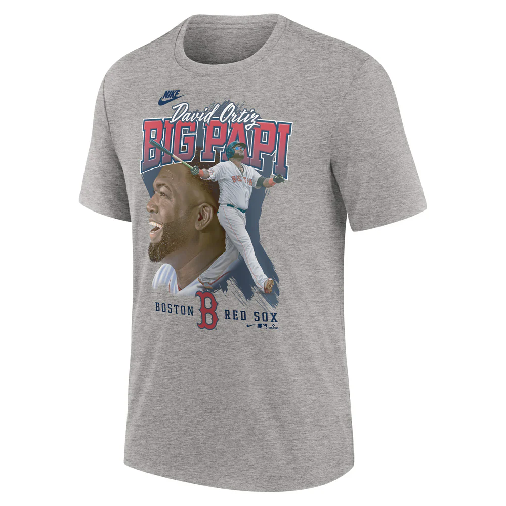 MLB Boston Red Sox David Ortiz Nike Cooperstown Local Tri-Blend T-Shirt - Gray - Image 2