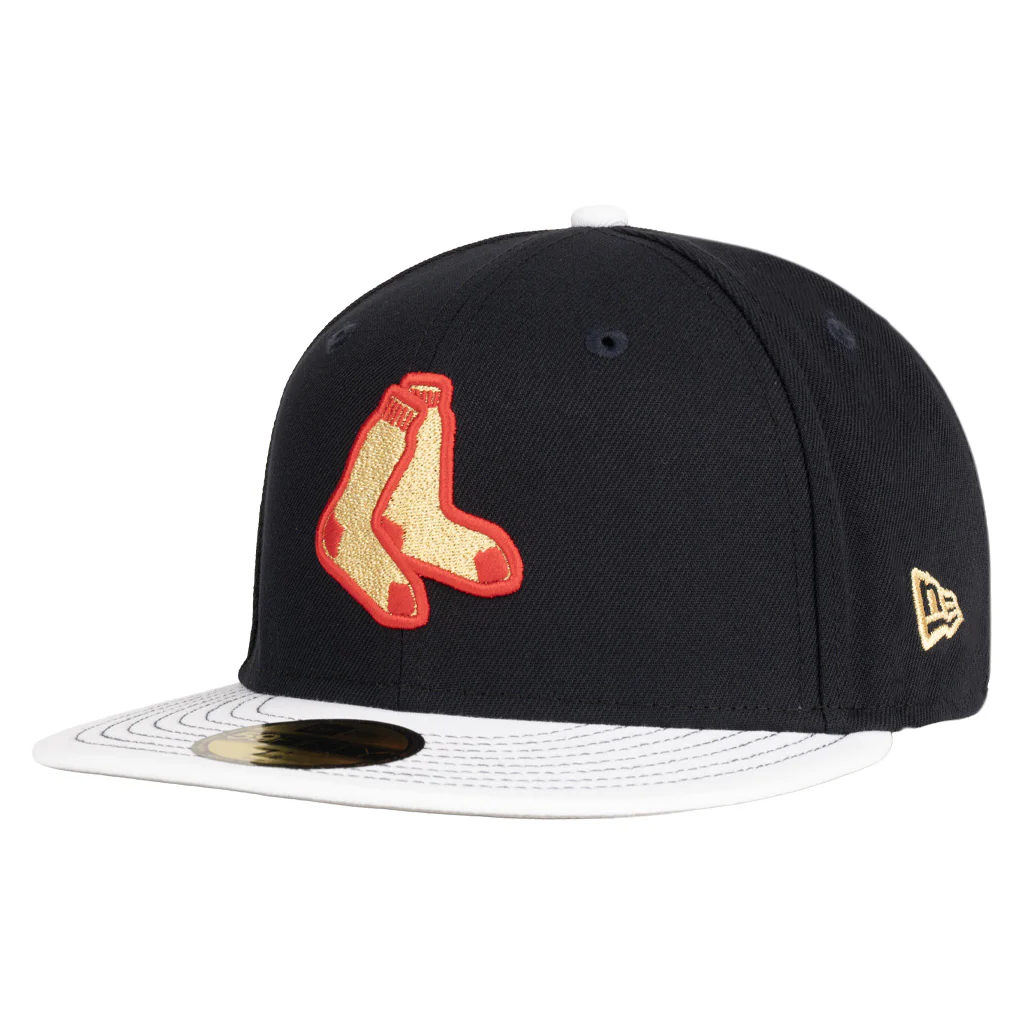 MLB Boston Red Sox New Era Gold Medal 59FIFTY Fitted Hat - Navy - Image 2