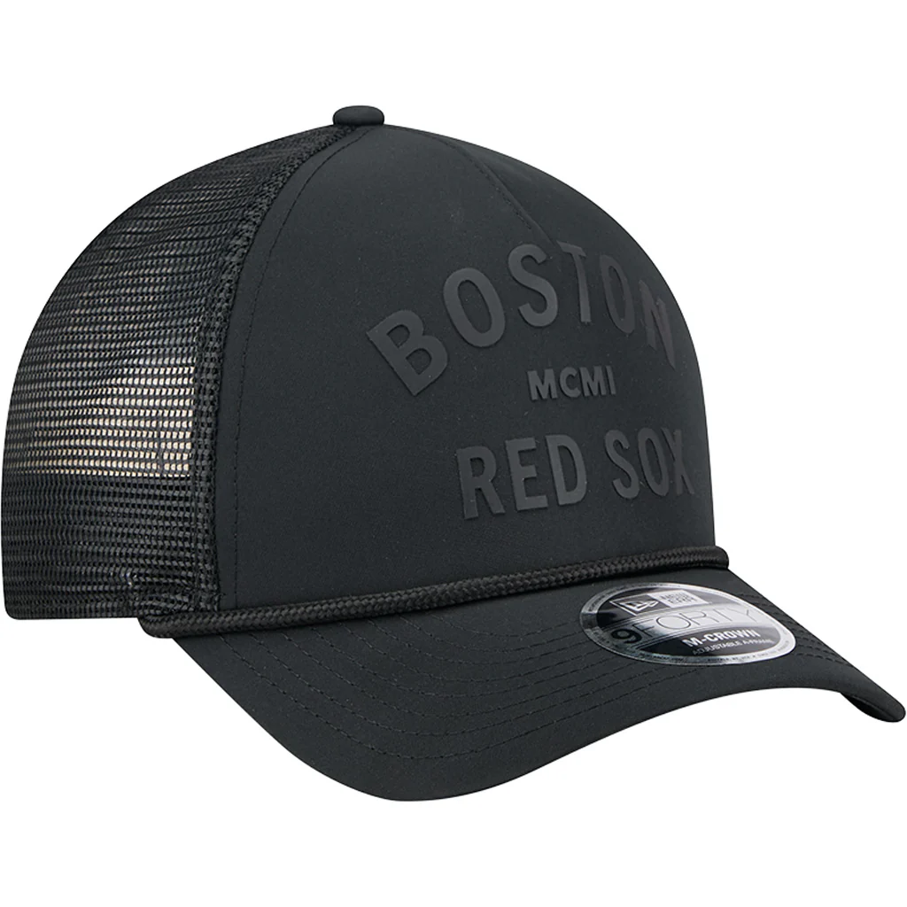MLB Boston Red Sox New Era Minimalist 9FORTY M-Crown Snapback Trucker Hat - Black - Image 2