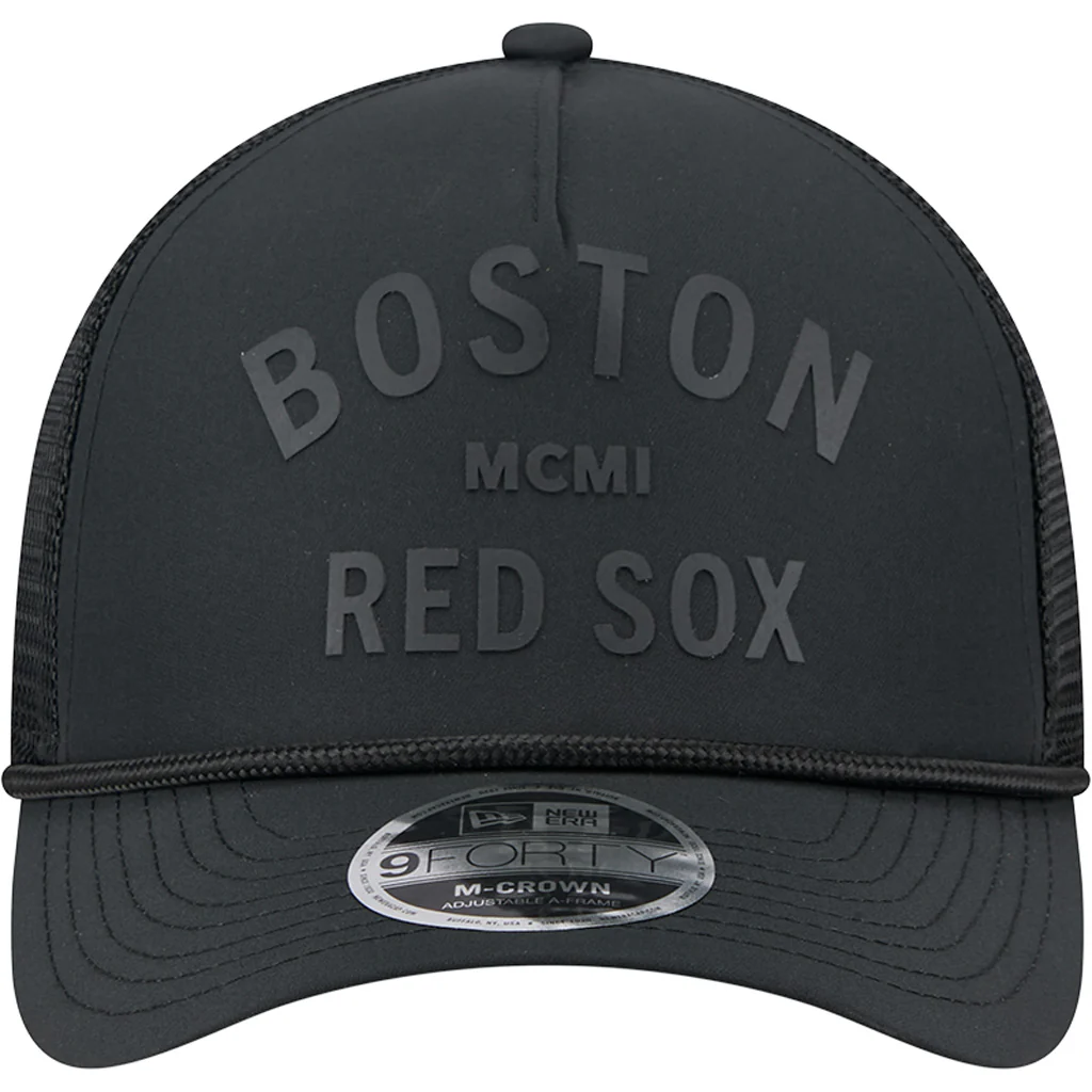 MLB Boston Red Sox New Era Minimalist 9FORTY M-Crown Snapback Trucker Hat - Black - Image 3