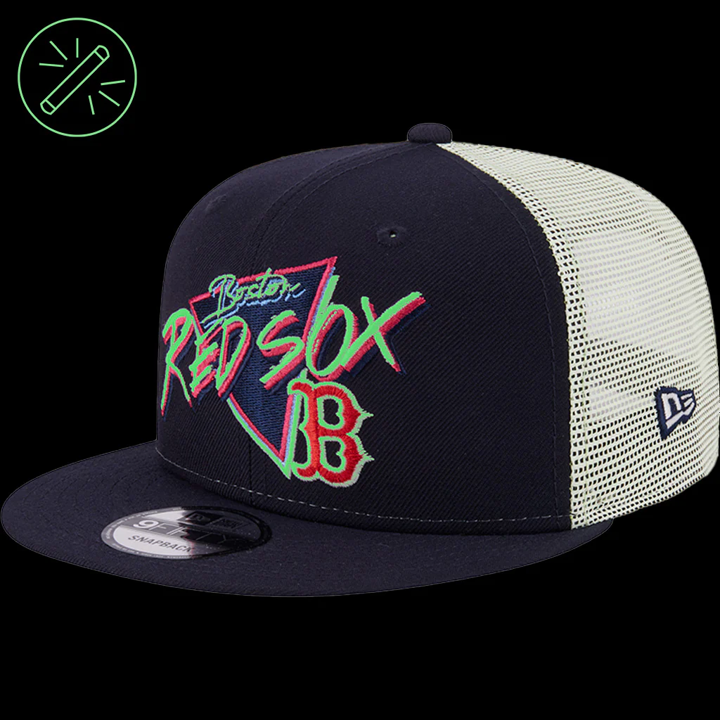 MLB Boston Red Sox New Era Neon Trucker 9FIFTY Snapback Hat - Navy - Image 6