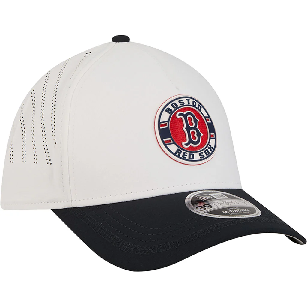 MLB Boston Red Sox New Era Patch 39THIRTY M-Crown Flex Fit Hat - White - Image 2