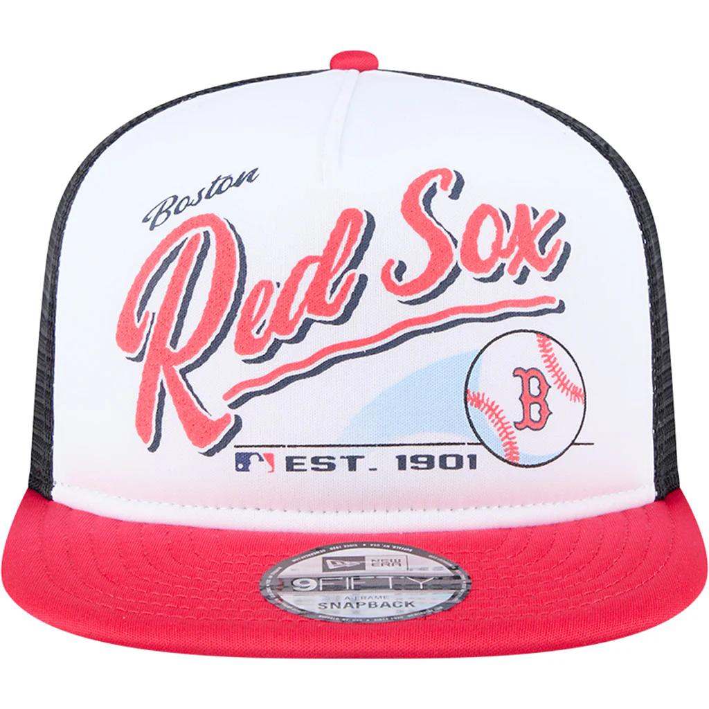 MLB Boston Red Sox New Era Retro Script 9FIFTY A-Frame Snapback Hat - White - Image 3