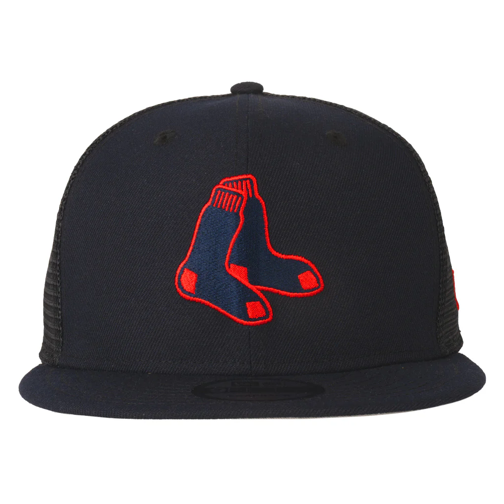 MLB Boston Red Sox New Era Shadowline 9FIFTY Snapback Trucker Hat - Navy - Image 2