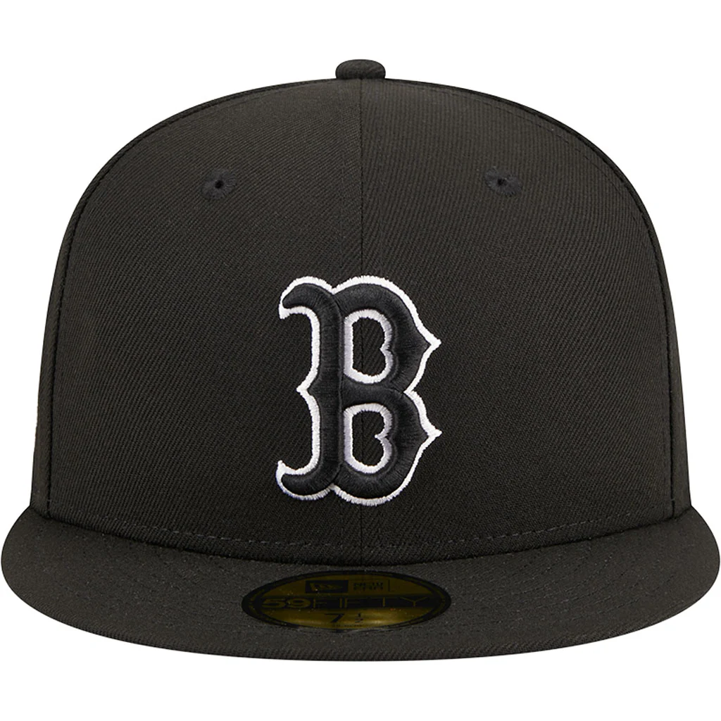 MLB Boston Red Sox New Era Side Patch Black & White 59FIFTY Fitted Hat - Black - Image 3