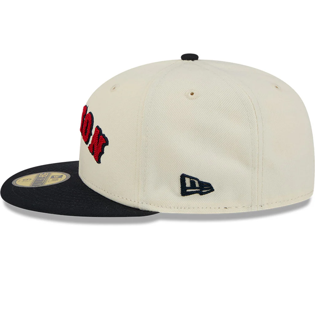MLB Boston Red Sox New Era Two-Tone Stitch 59FIFTY Fitted Hat - Cream - Image 4