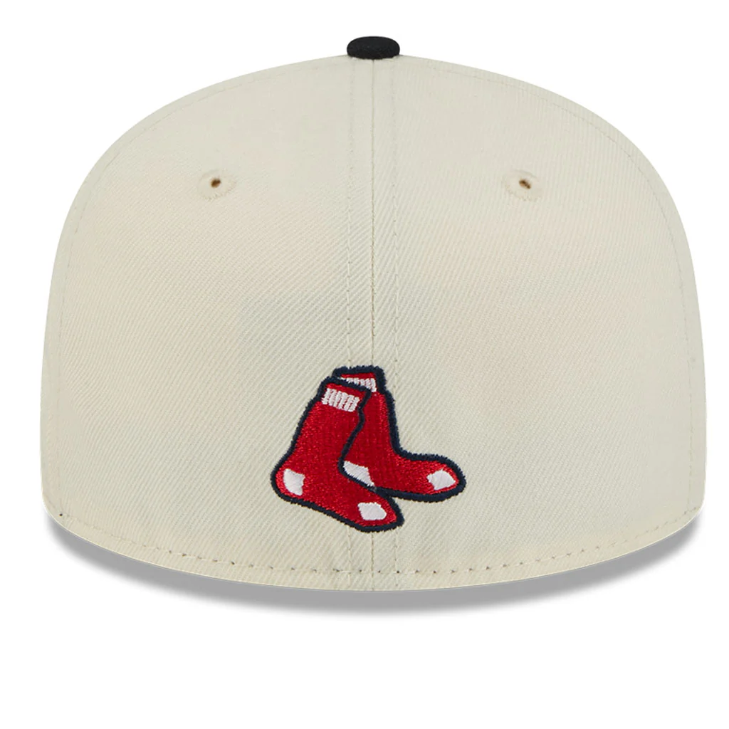MLB Boston Red Sox New Era Two-Tone Stitch 59FIFTY Fitted Hat - Cream - Image 6