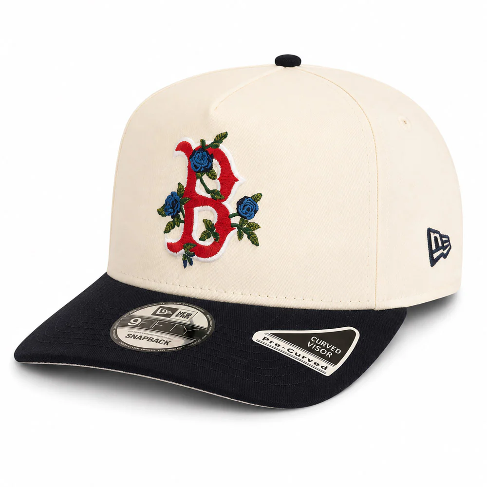 MLB Boston Red Sox New Era Two-Tone Summer Flower 9FIFTY A-Frame Snapback Hat - Cream - Image 2