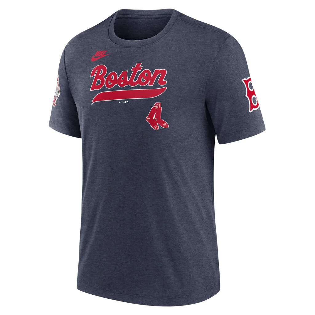 MLB Boston Red Sox Nike Cooperstown Eras Tri-Blend T-Shirt - Navy - Image 2