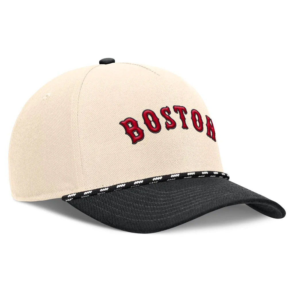MLB Boston Red Sox Nike Two-Tone Rise Script Snapback Hat - Cream - Image 2