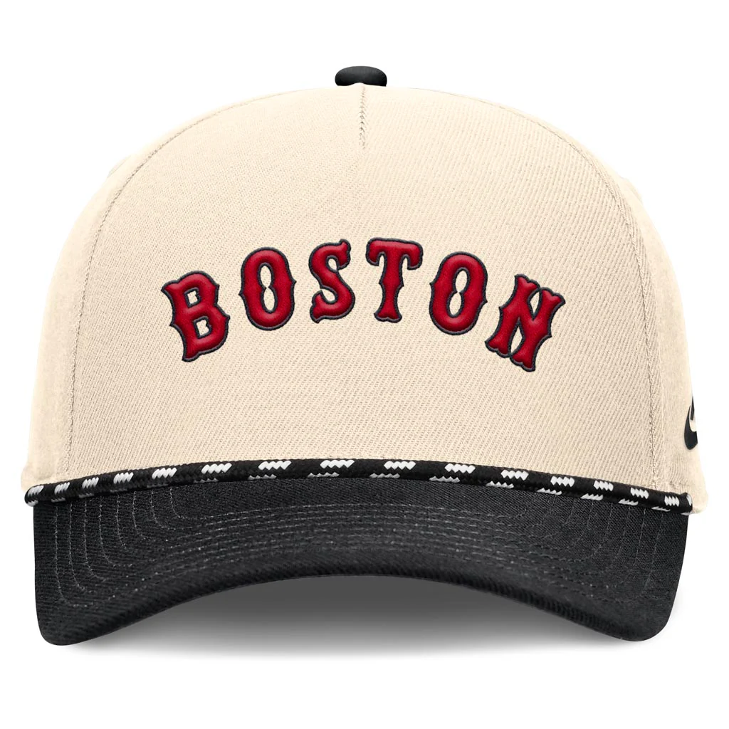 MLB Boston Red Sox Nike Two-Tone Rise Script Snapback Hat - Cream - Image 3