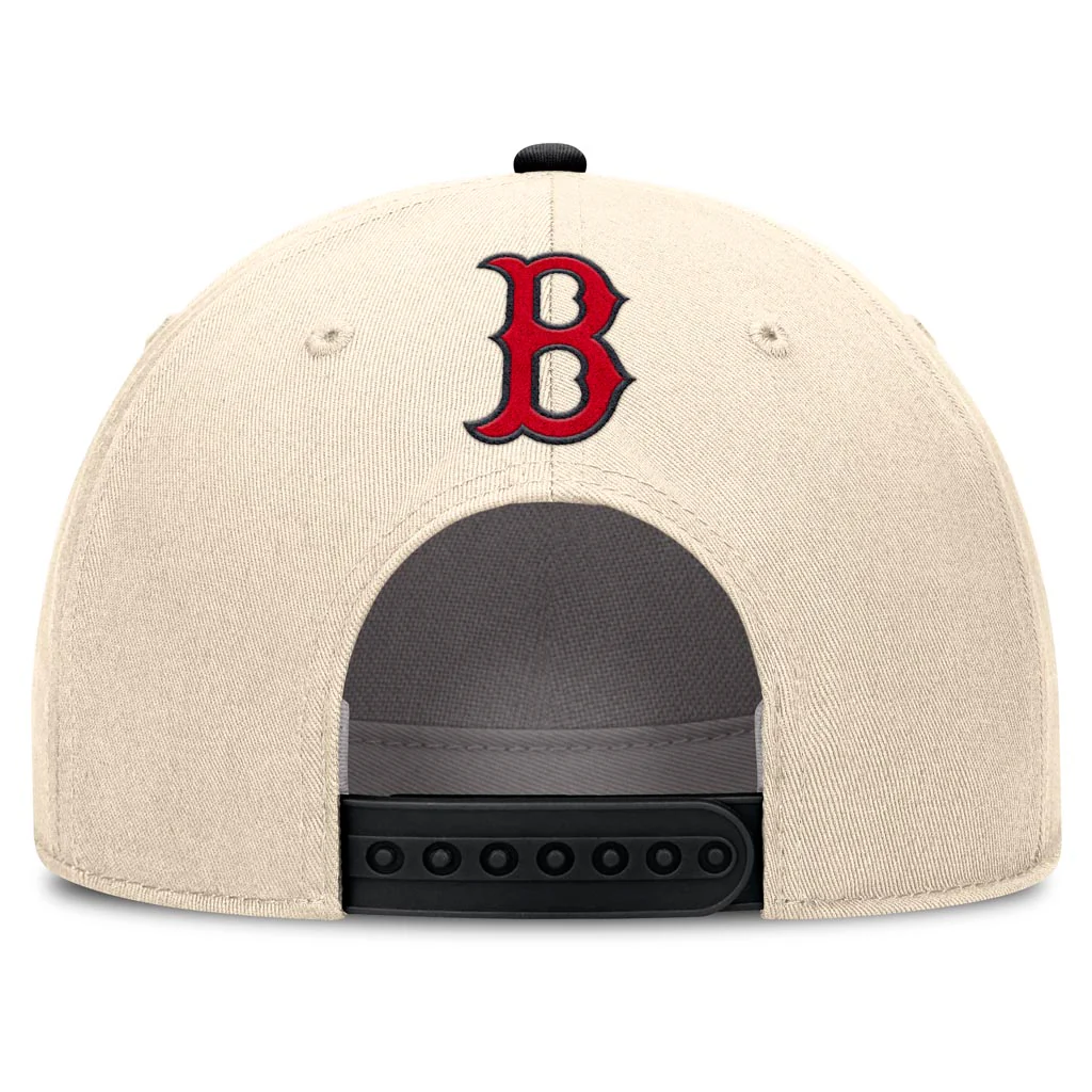MLB Boston Red Sox Nike Two-Tone Rise Script Snapback Hat - Cream - Image 4