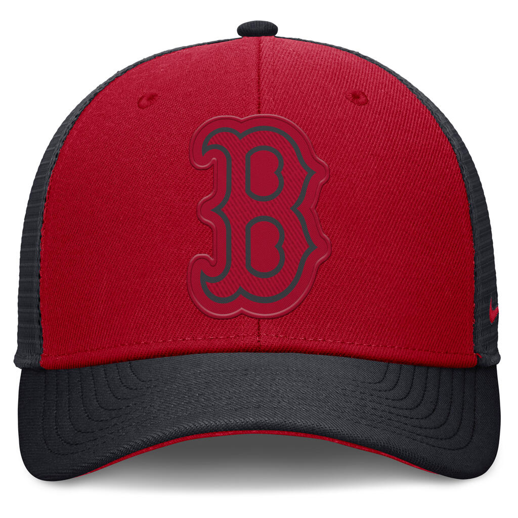 MLB Boston Red Sox Nike Two-Tone Tonal Logo Trucker Snapback Hat - Red - Image 2