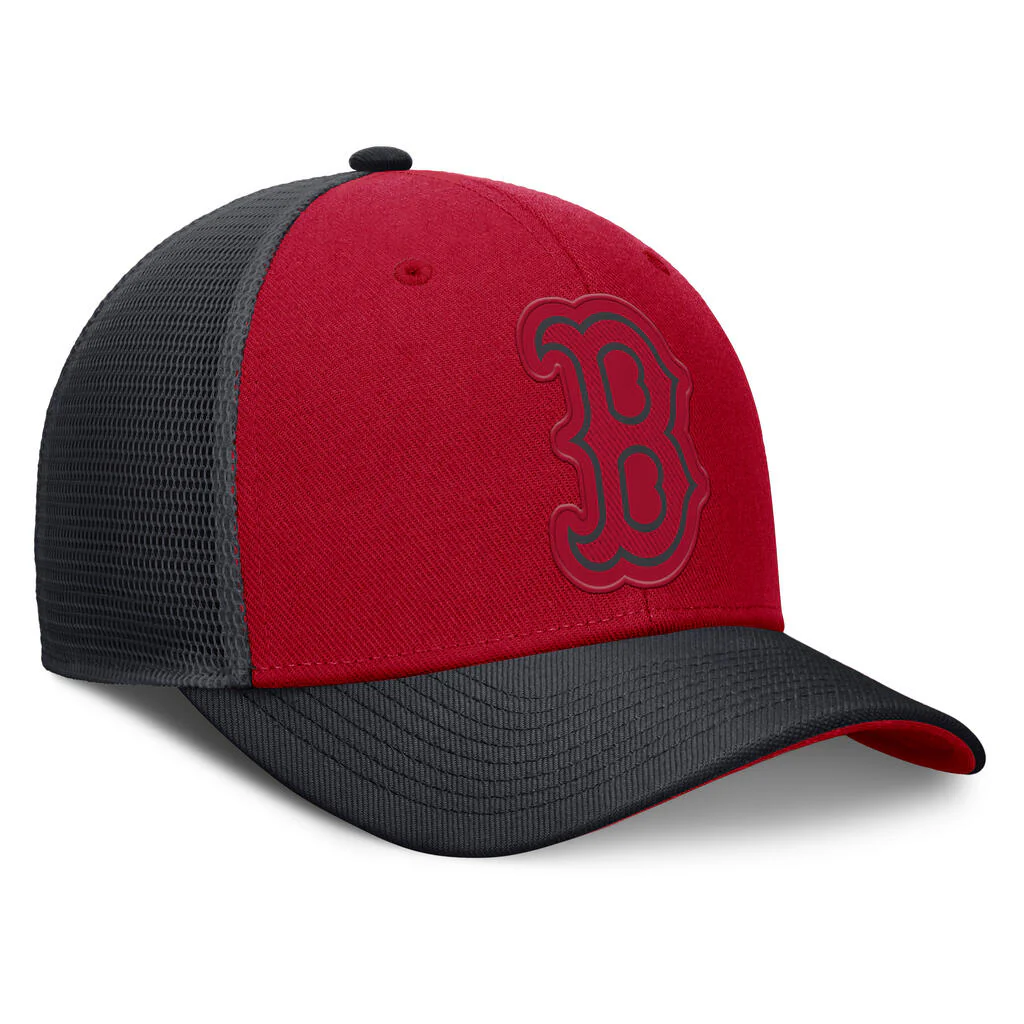 MLB Boston Red Sox Nike Two-Tone Tonal Logo Trucker Snapback Hat - Red - Image 3