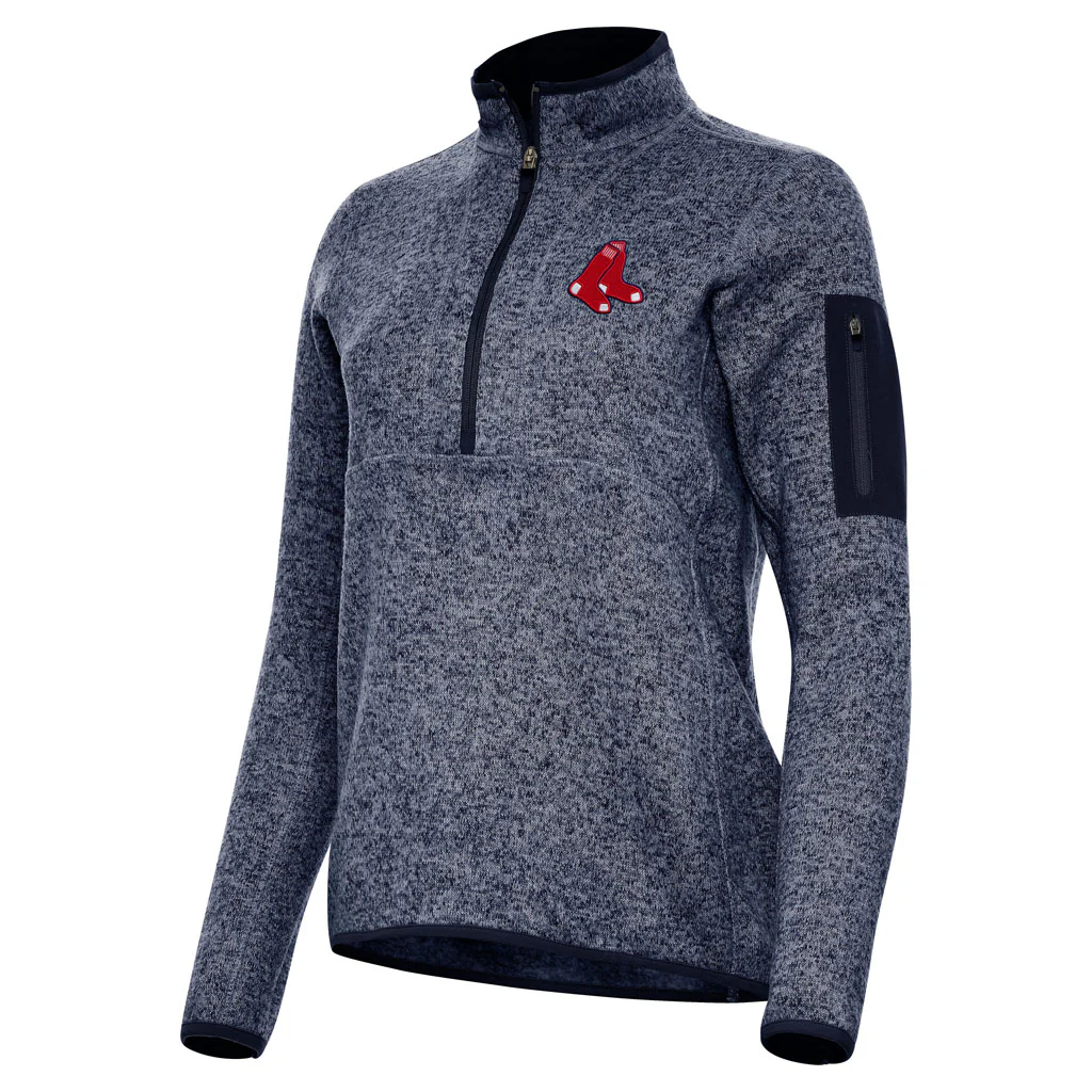 MLB Boston Red Sox Women's Antigua Fortune 1/2 Zip Pullover Jacket - Navy