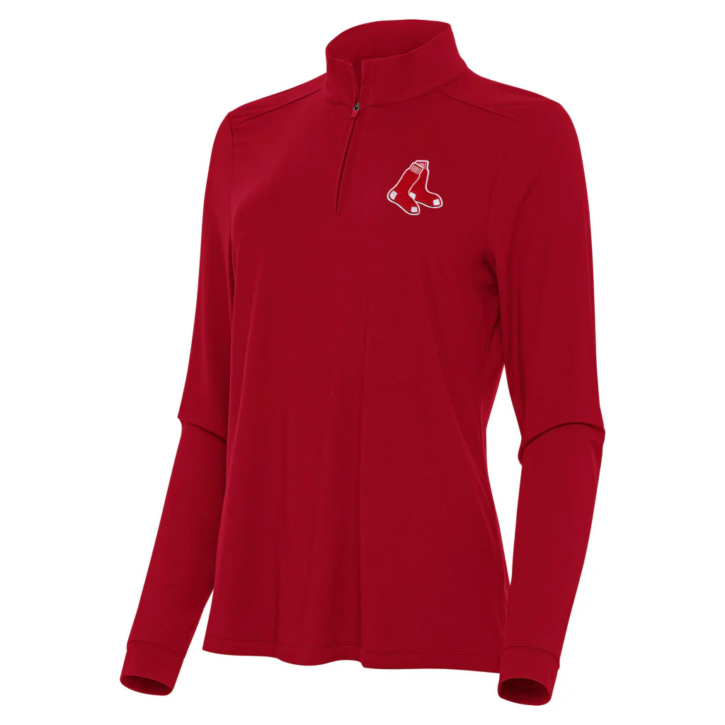 MLB Boston Red Sox Women's Antigua Intent 1/4 Zip Pullover Jacket - Red